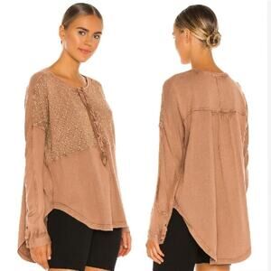 Free People Free Spirit Long Sleeve Oversized Tee Sz Medium